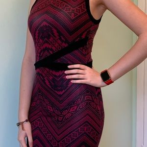 Patterned Body Con Maxi Dress